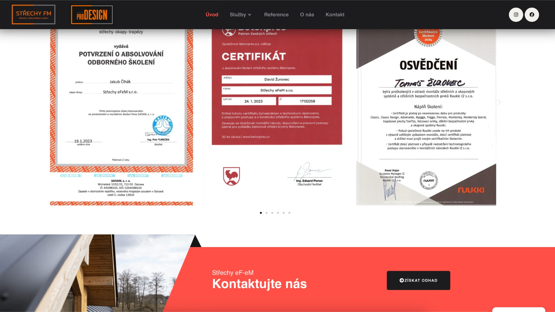 Strechyefem Certifikaty a osvedceni