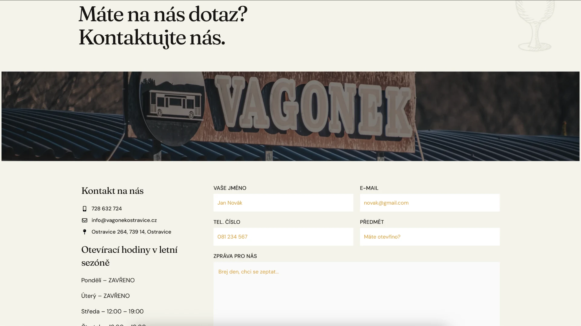 VagonekOstravice Kontakt