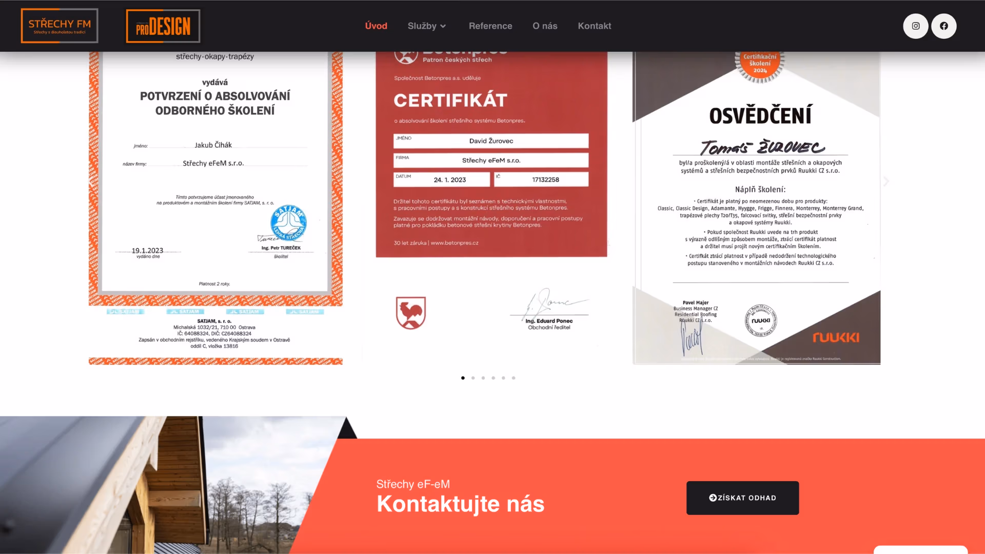 Strechyefem Certifikaty a osvedceni