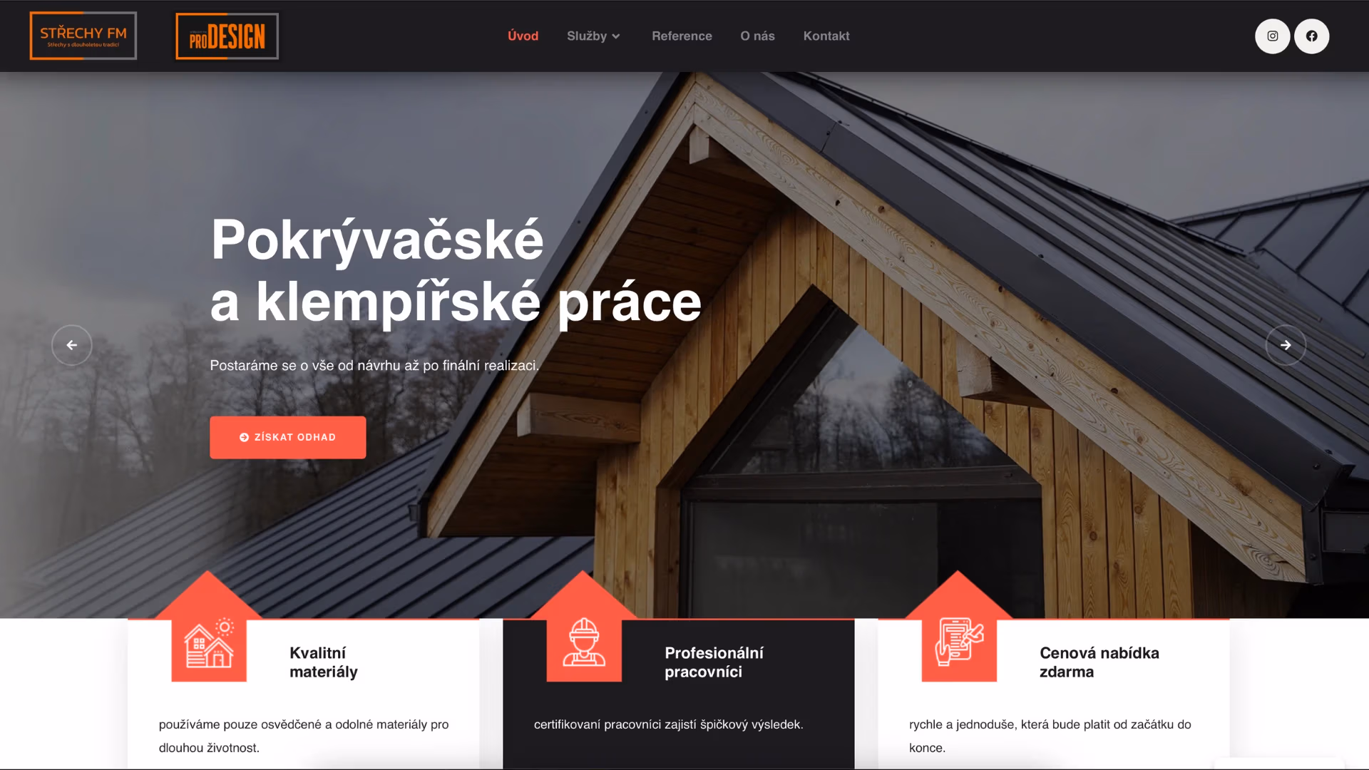 Strechyefem Uvodni sekce webu